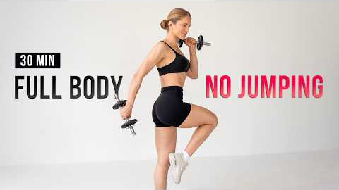 30 Min Apartment Friendly Full Body Workout | Dumbbells (No Jumping)