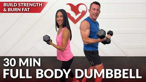 30 Min Full Body Workout Using Dumbbells at Home - No Repeat Strength Training for Women & Men