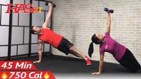 45 Minute HIIT Home Workout with Weights - Full Body HIIT Workout for Fat Loss & Strength Dumbbell