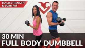 30 Min Full Body Workout Using Dumbbells at Home - No Repeat Strength Training for Women & Men