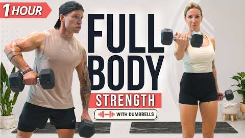 1 Hour FULL BODY WORKOUT with DUMBBELLS | Strength Training at Home