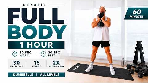 1 Hour Full Body Dumbbell Workout at Home | 30 Exercises | Full Body Strength