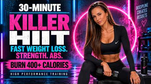 30-MIN POWER HIIT WORKOUT at-Home 🔥 Burn Fat Fast + Sculpt Lean Body | Full Body, Abs + Belly Fat